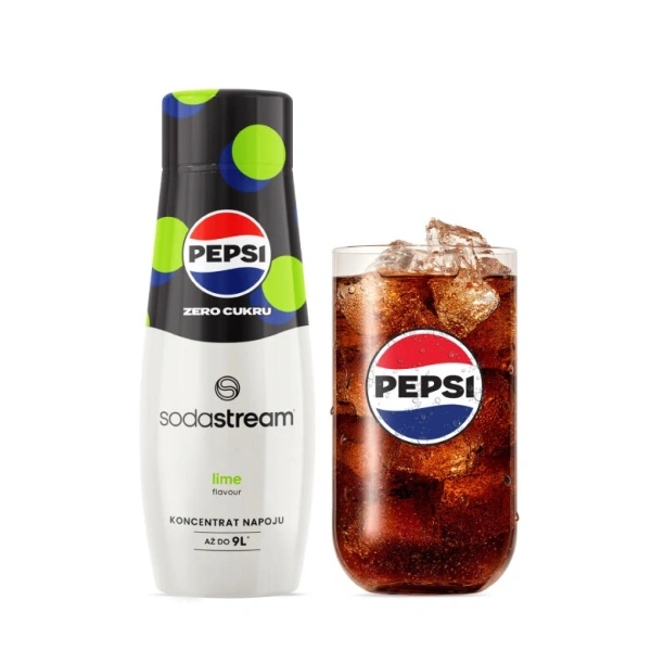 Sodadrinks Pepsi Lime Zero 440 ml in glass